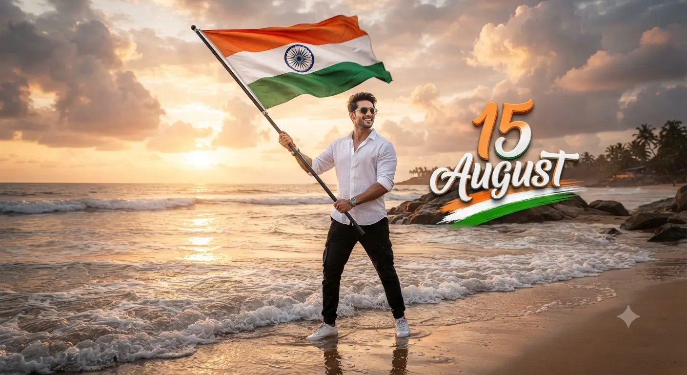 Waving Indian National Flag 15 AUGUST